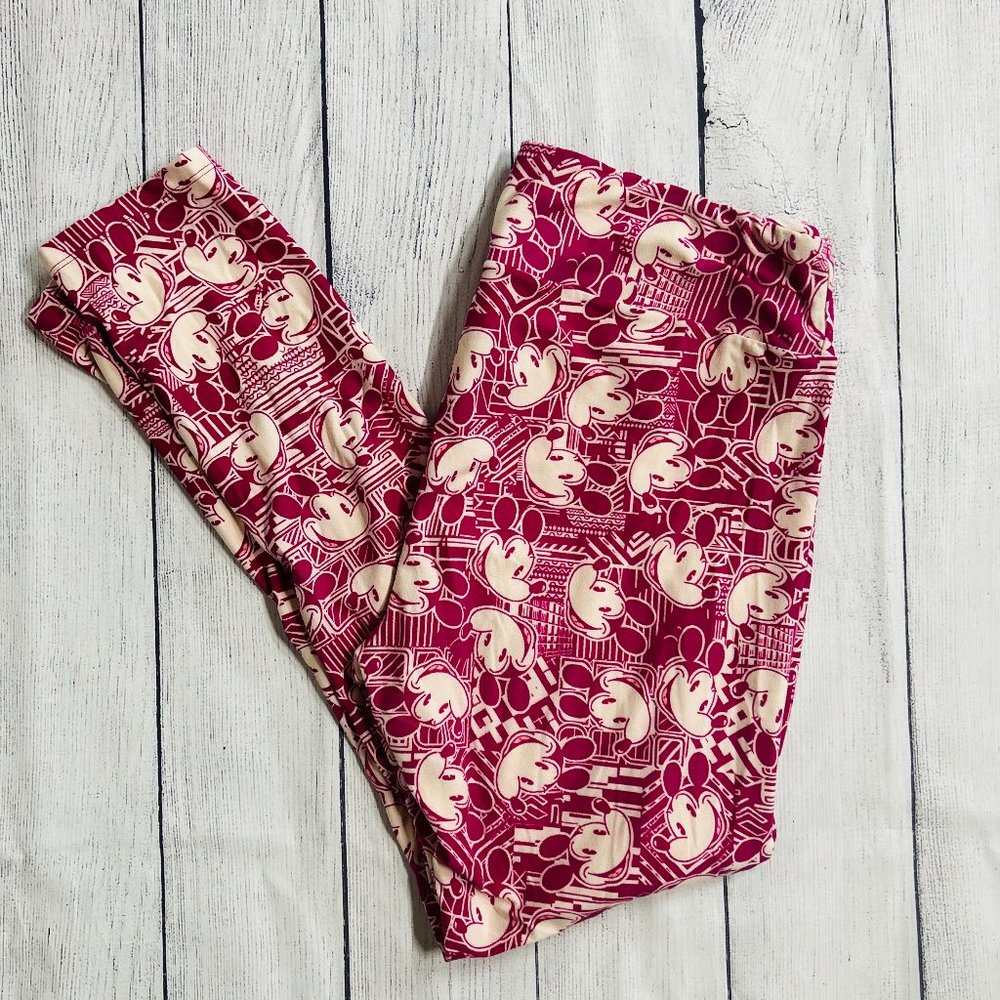 Lularoe TC Disney Mickey Mouse Leggings Hot Pink and White